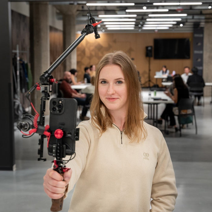 How to connect a 3.5mm microphone to your phone utilizing the MicroBOOM - Zacuto